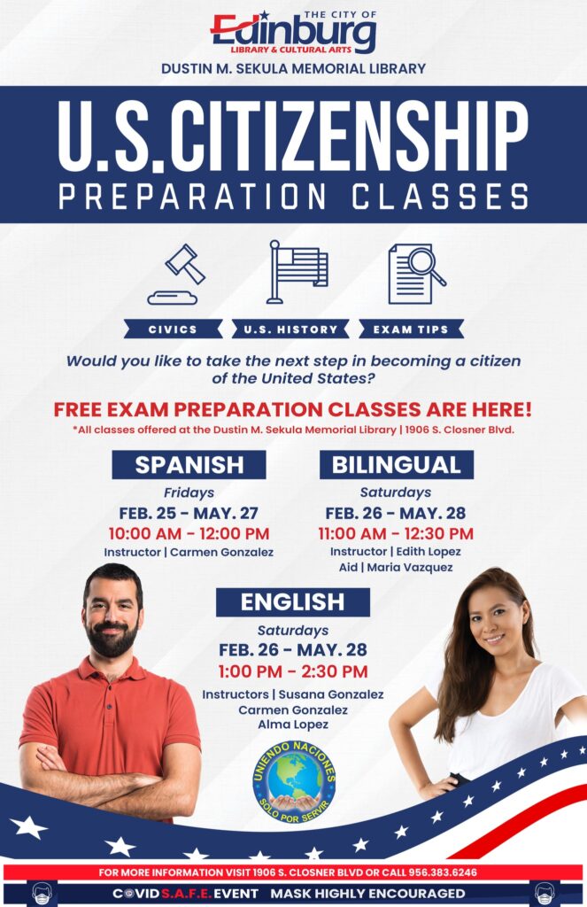 U.S. citizenship preparation class flyer