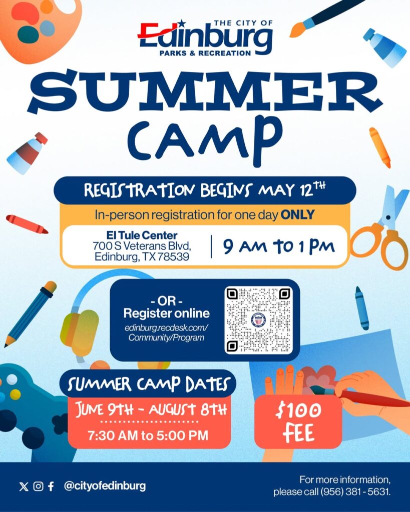Edinburg Parks and Recreation summer camp poster