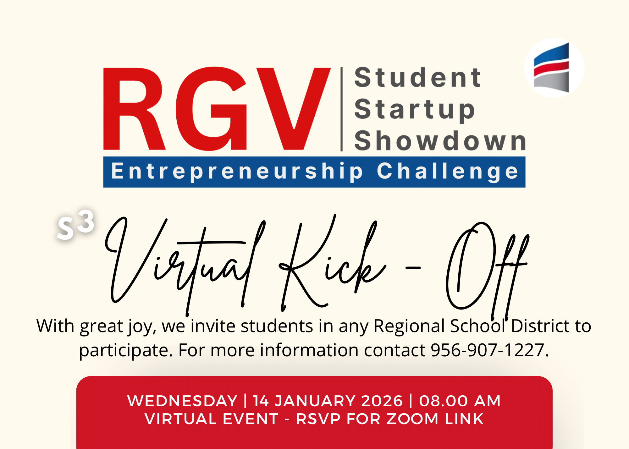 RGV Student Startup Showdown virtual kick-off flyer