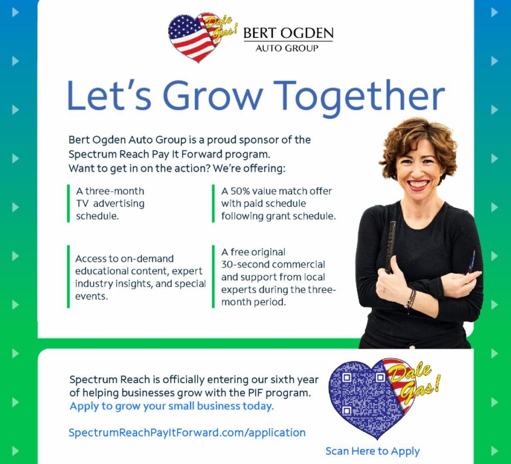 Bert Ogden Auto Group flyer with smiling woman