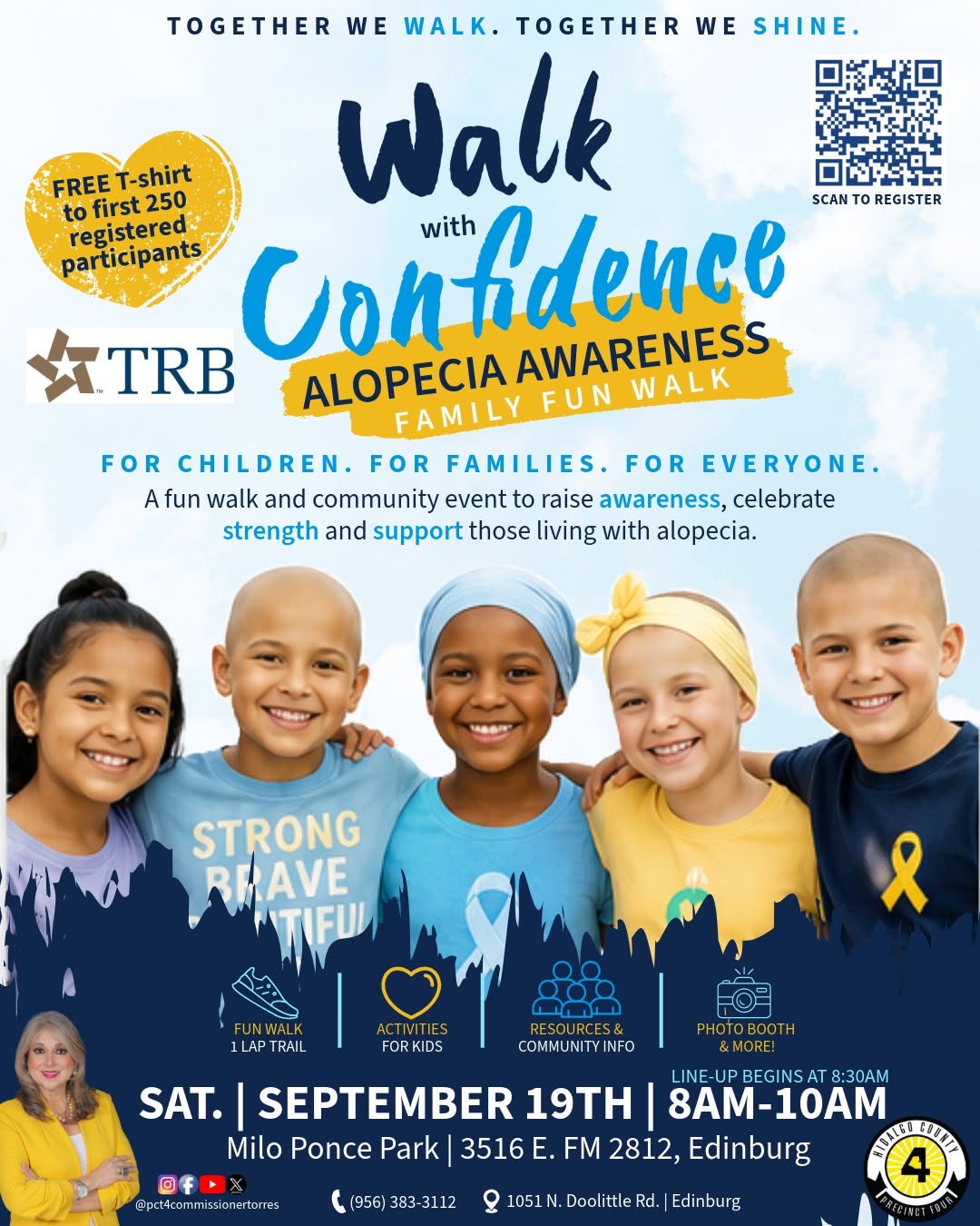 Children smiling at alopecia awareness walk