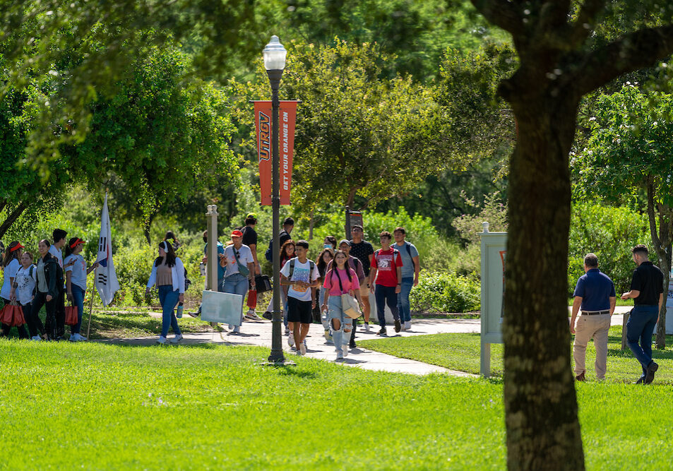 UTRGV hosts students from around the world, and every year they host a parade to celebrate the home countries of all those students.  At the Brownsville Campus on Sept 7, 2022, the students march from the Student Union all the way out to the Music, Science, and Learning Center on the other side of campus, lead by the Drum Line and the Vaquero mascot.  Games, music, and the Picnic With the President greeted them on arrival.  The event will be held tomorrow on the Edinburg Campus

UTRGV Photo by David Pike