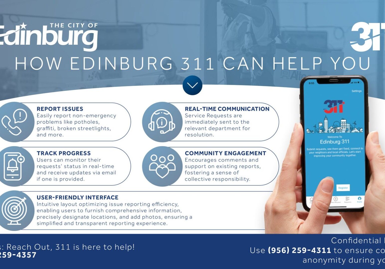 Edinburg 311 city service app promotional banner