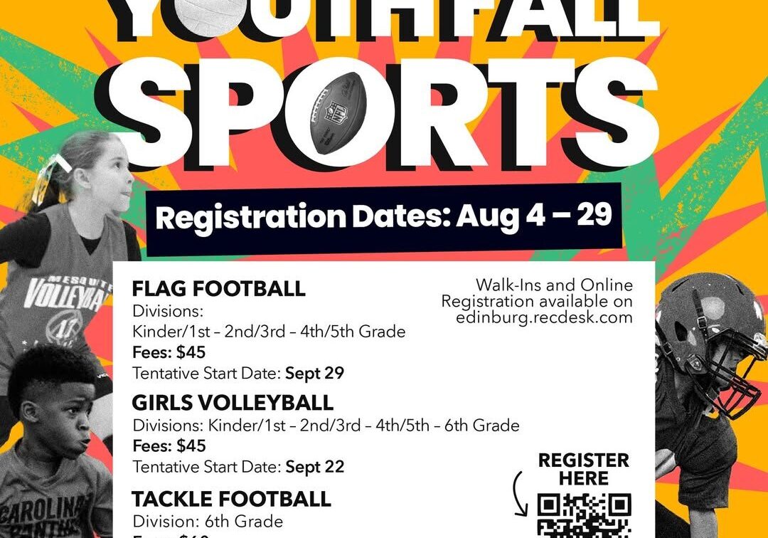 Edinburg youth fall sports registration flyer