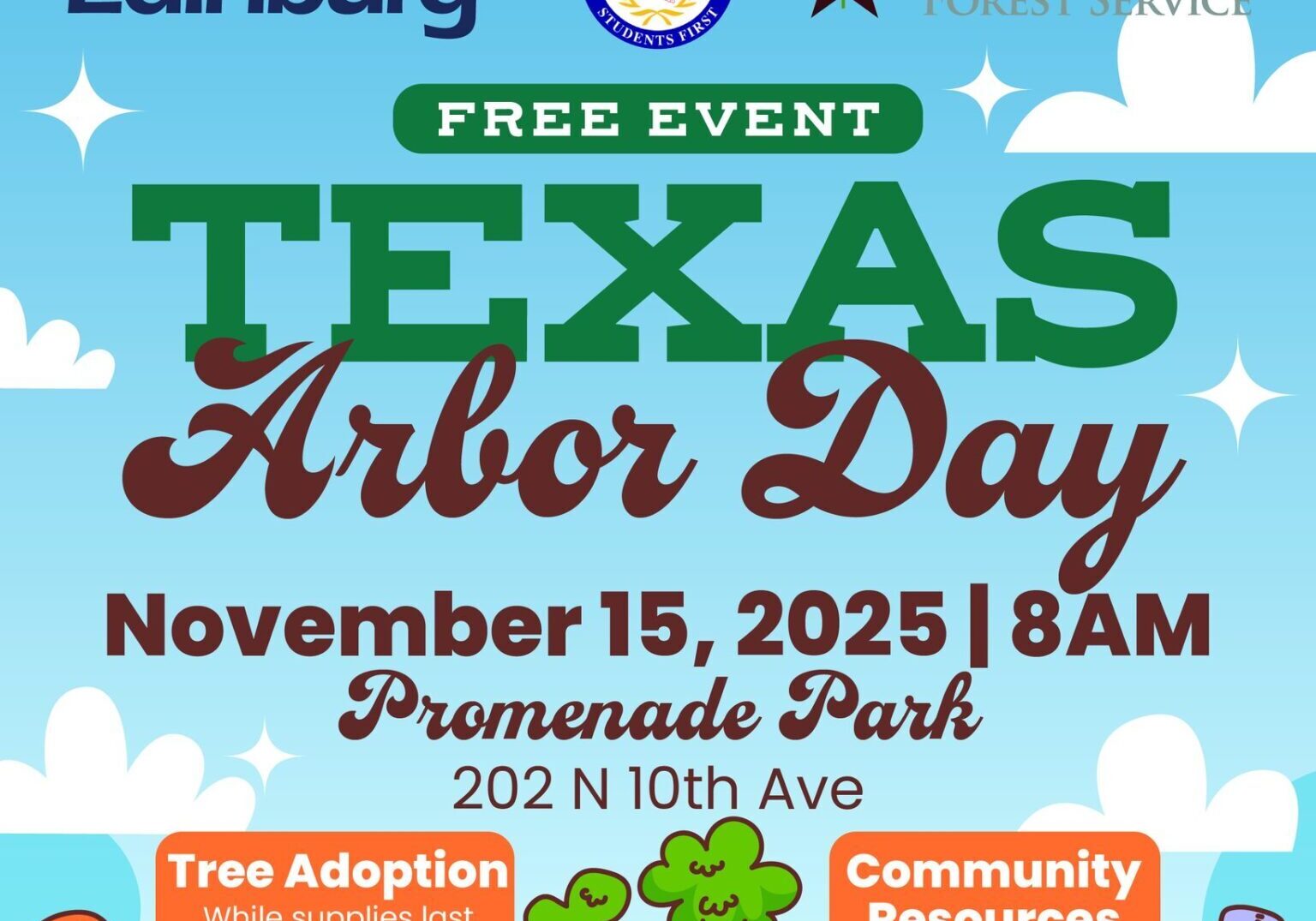 Texas Arbor Day poster, Promenade Park November 15