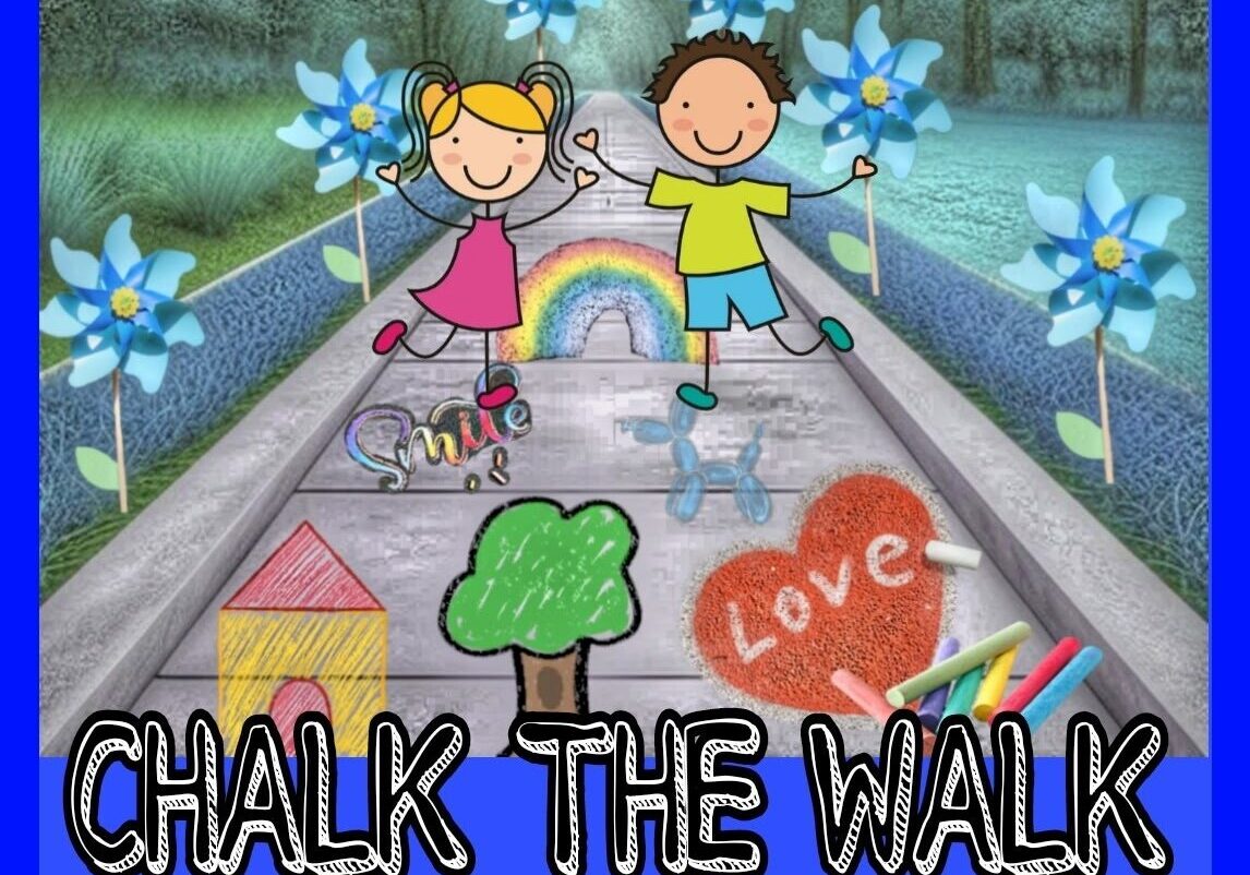 Kids jumping over colorful sidewalk chalk art