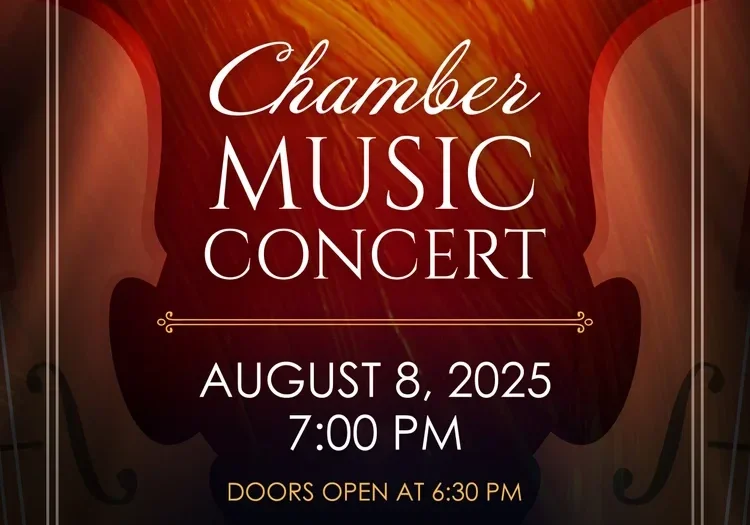 Chamber music concert poster August 8, 2025