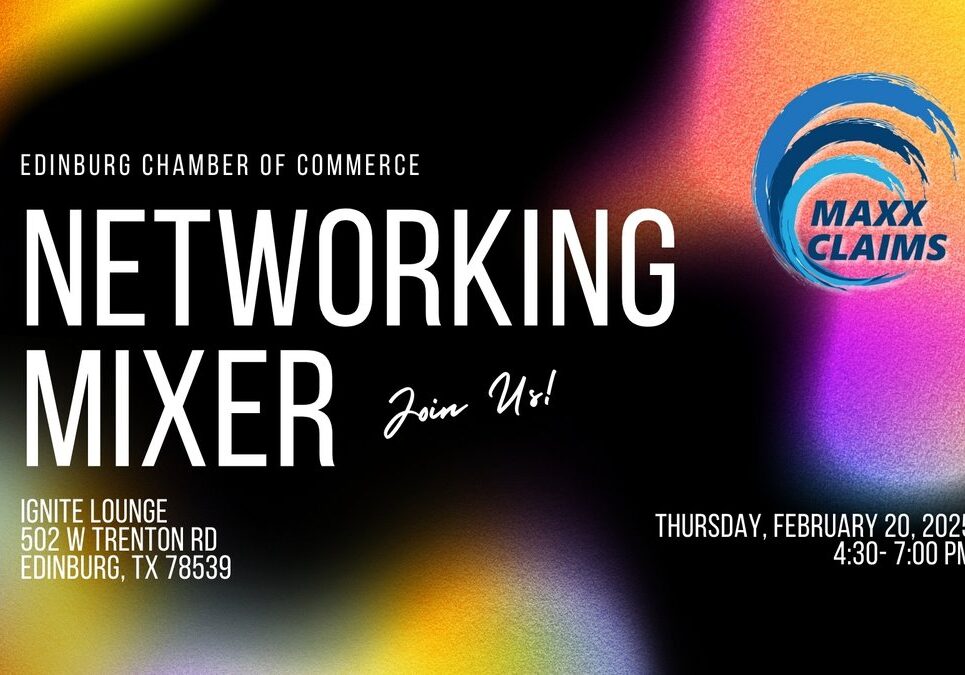 Edinburg networking mixer poster with Maxx Claims
