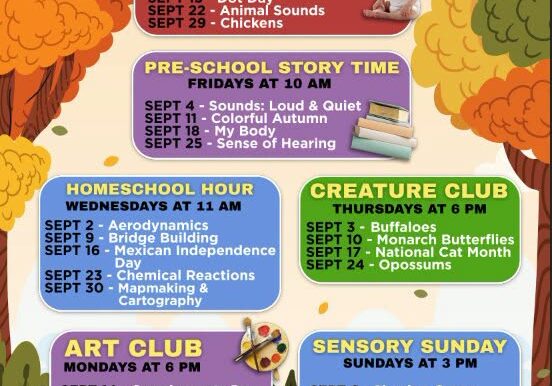 Library children's programs flyer, September 2026