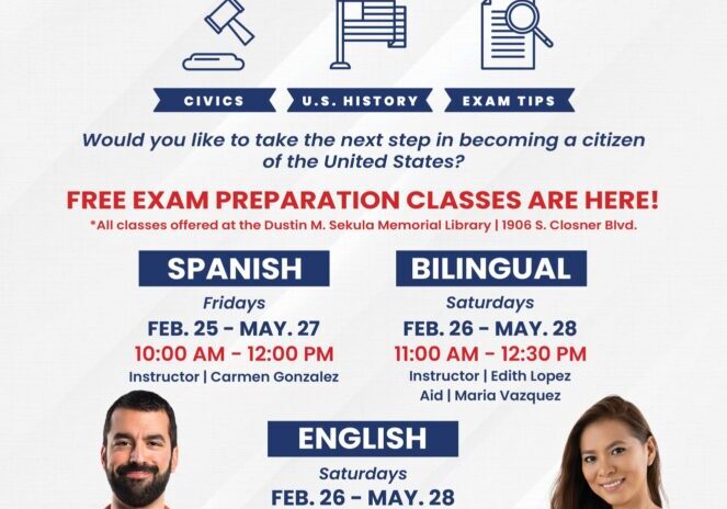 U.S. citizenship preparation class flyer