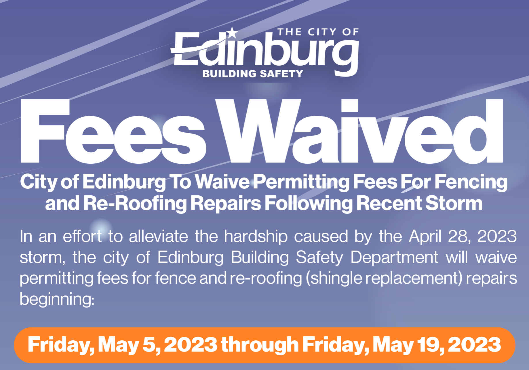 City of Edinburg Permitting Fees Waived