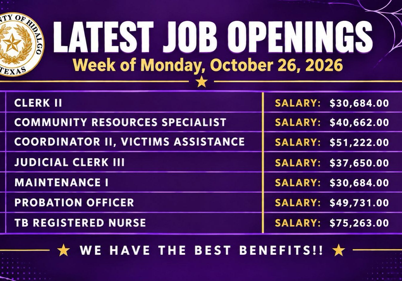 County Nov job openings