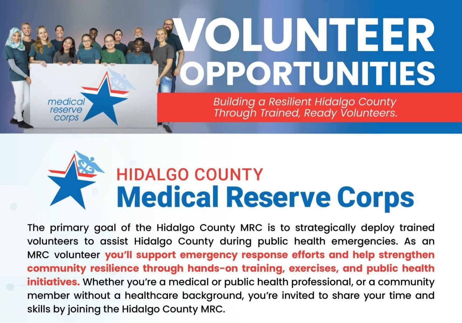 Group of Hidalgo County Medical Reserve Corps volunteers