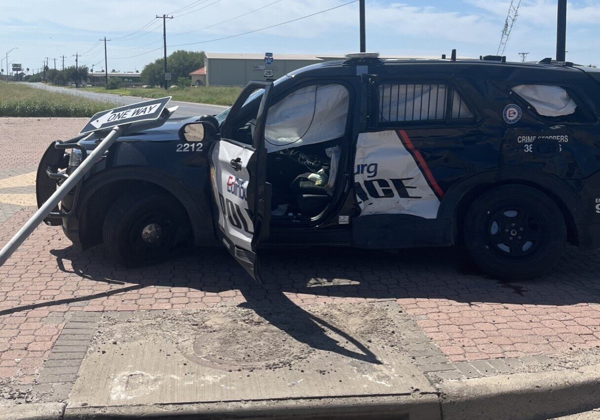 Crashed police cruiser