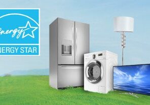 ENERGY STAR certified appliances: fridge, washer, TV