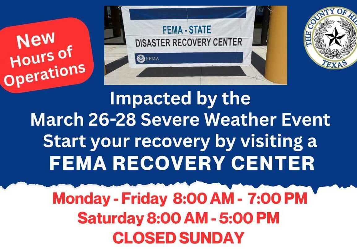 FEMA recovery center hours and announcement