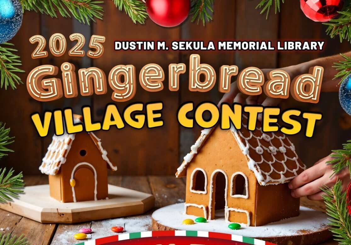 2025 Gingerbread Village Contest poster with houses