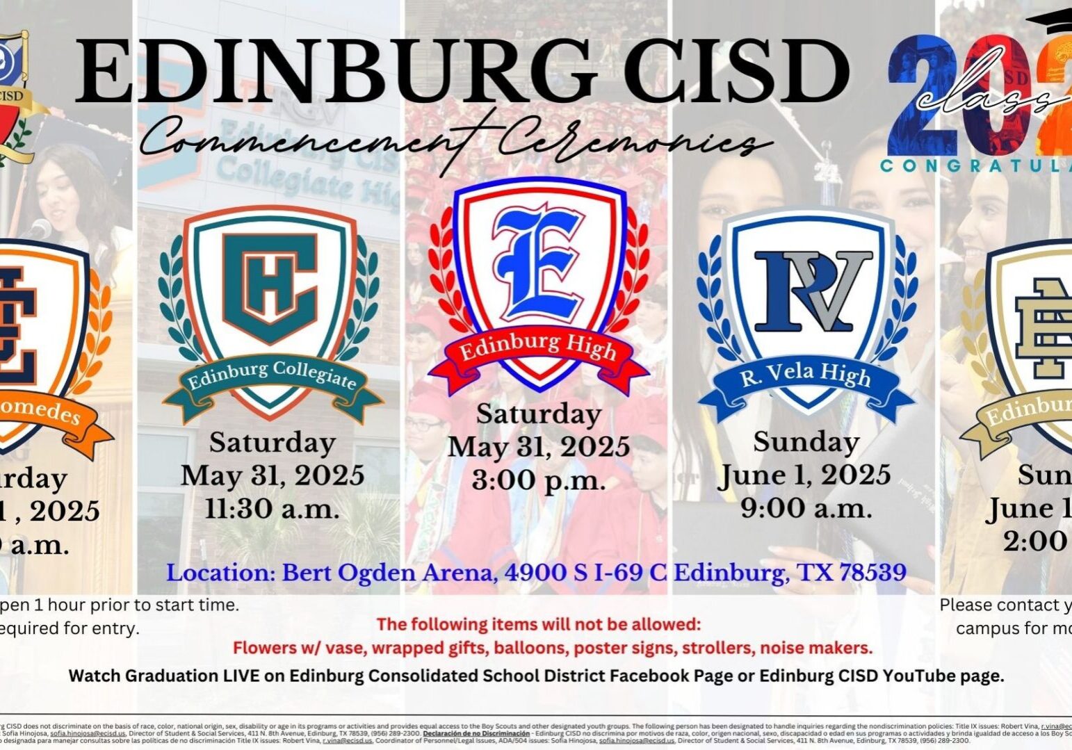 Edinburg CISD 2025 commencement ceremonies poster