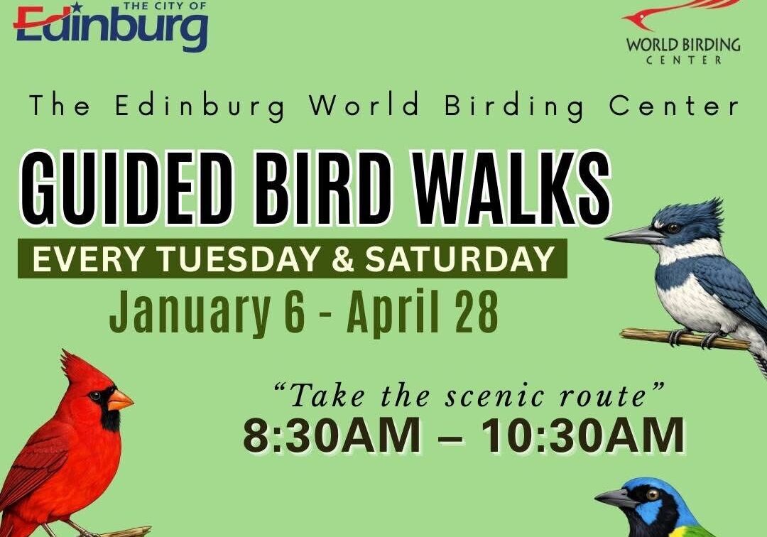 Edinburg World Birding Center guided bird walks poster
