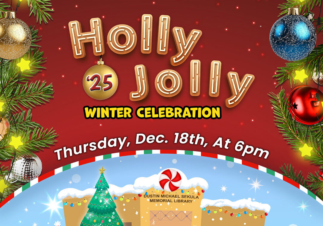 Holly Jolly winter celebration library poster