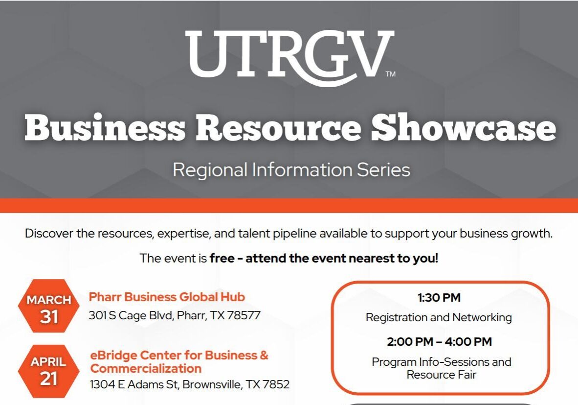 UTRGV Business Resource Showcase event flyer