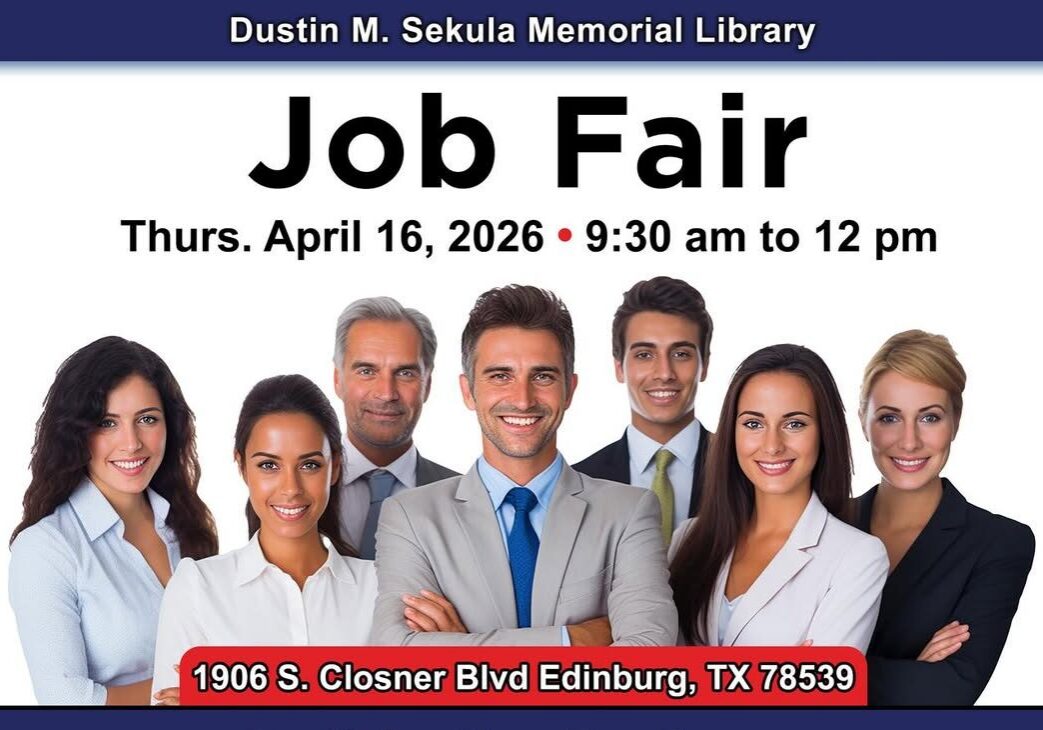 Job fair banner with diverse smiling professionals