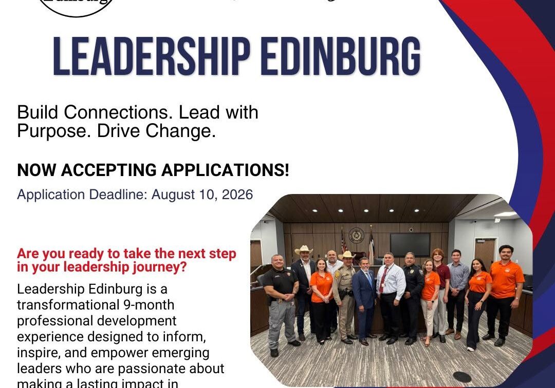 Leadership Edinburg application flyer with group photo