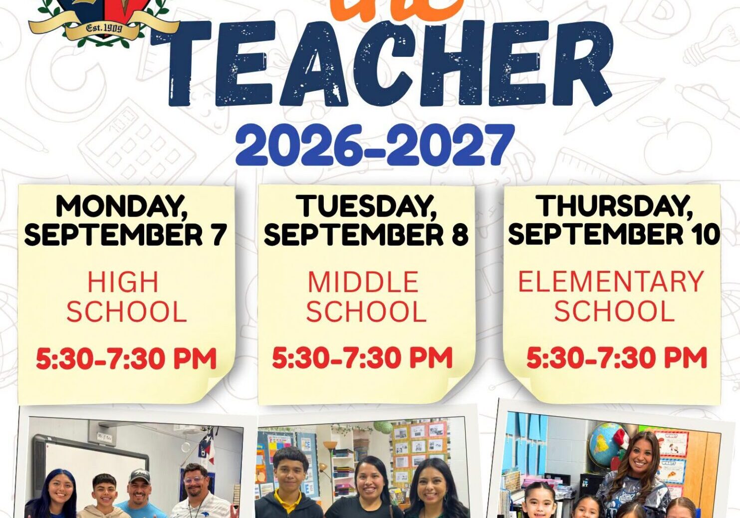 Edinburg CISD Meet the Teacher 2026-2027 flyer