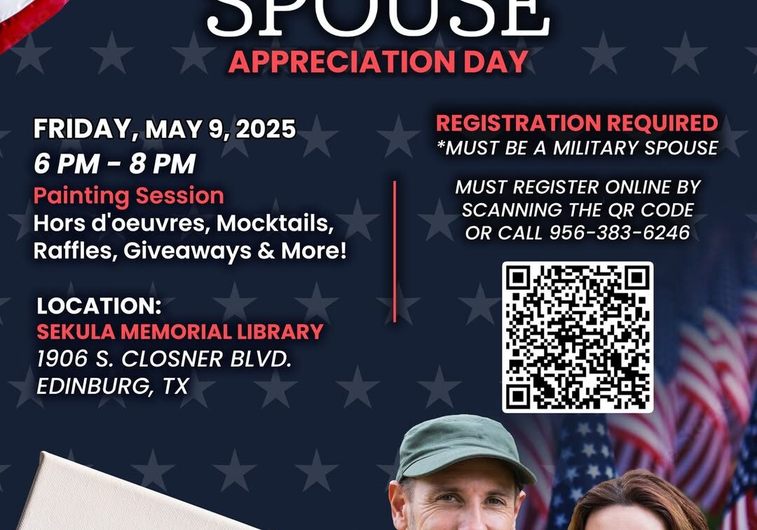 Military spouse appreciation flyer with smiling couple