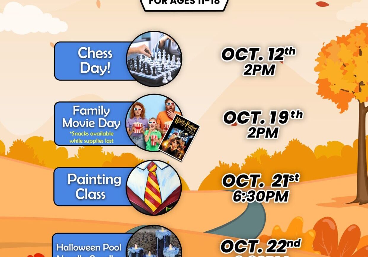 Library teen and tween October 2025 flyer