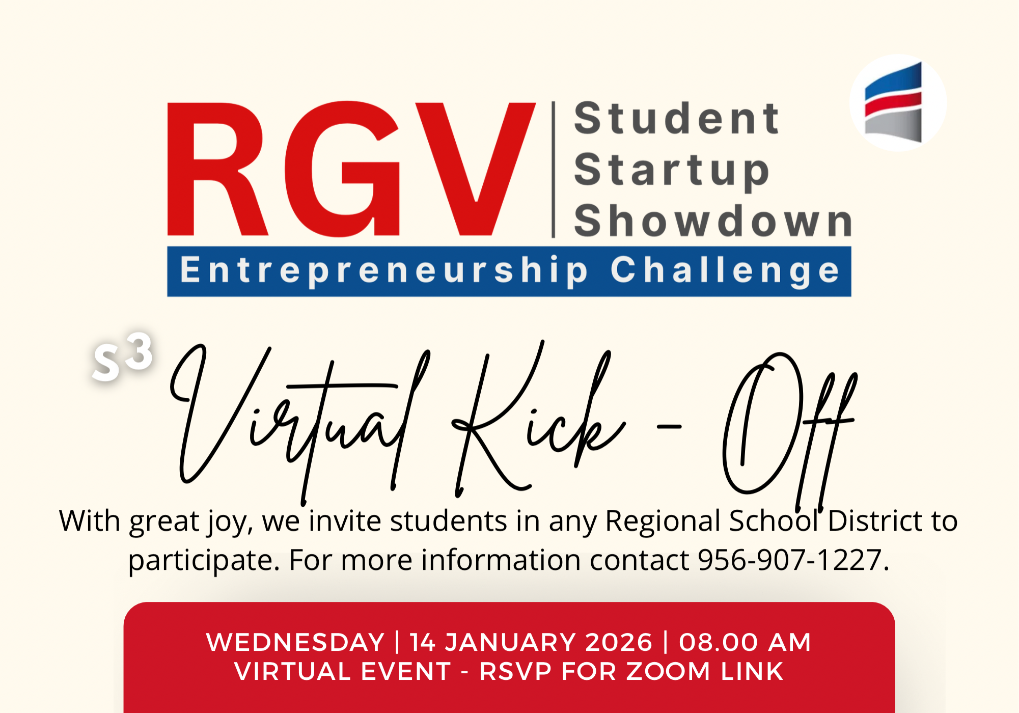 RGV Student Startup Showdown virtual kick-off flyer
