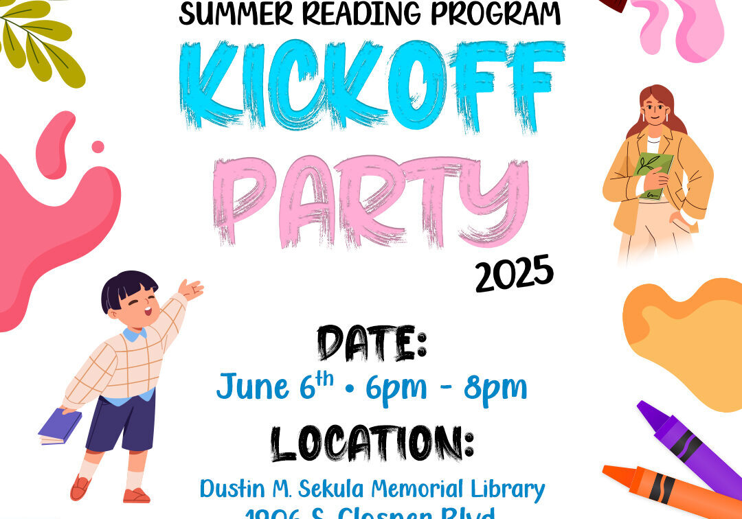 Library summer reading kickoff party poster