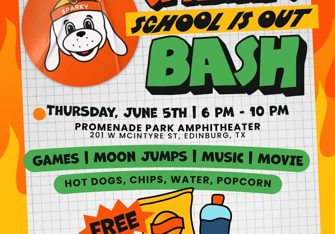 Sparky dog mascot school's out bash poster