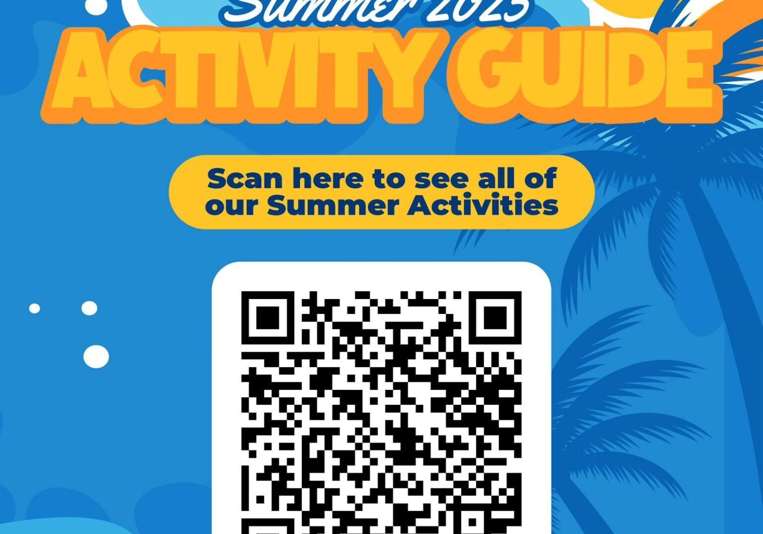 Summer 2025 activity guide with QR code