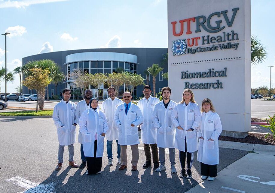 UTRGV research team outside biomedical research center