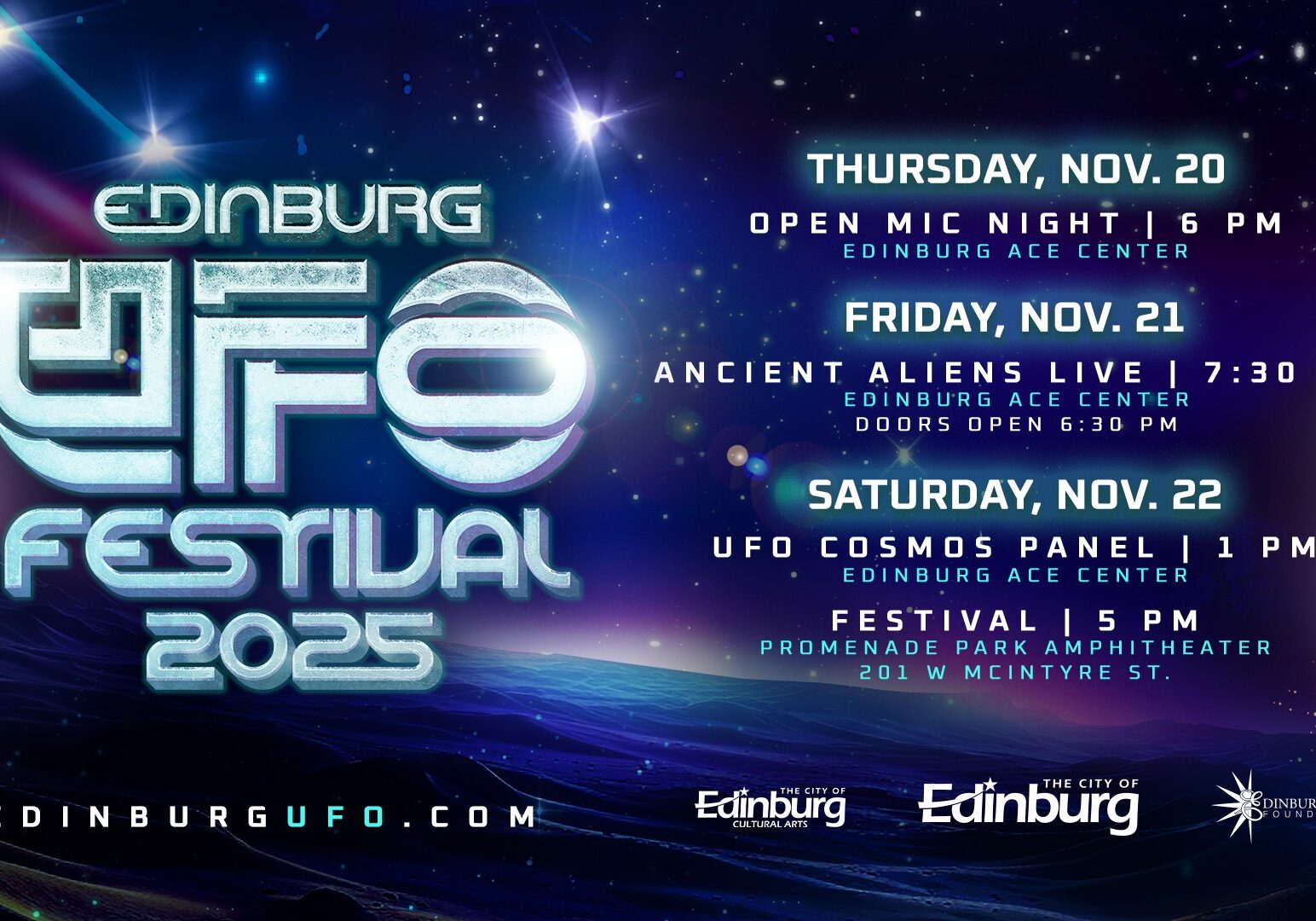 Edinburg UFO Festival 2025 poster with schedule