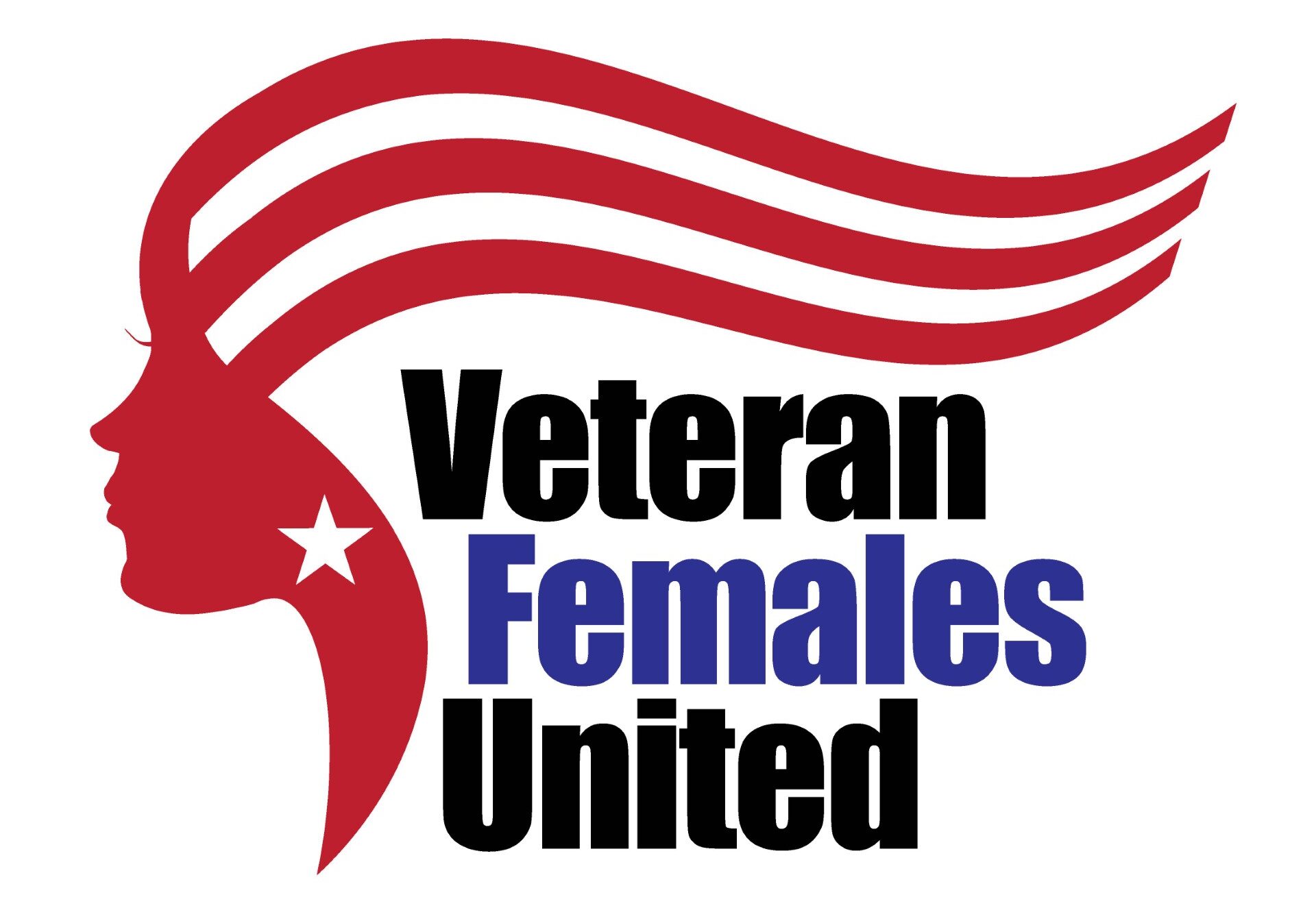 Veteran Females United logo with flag hair