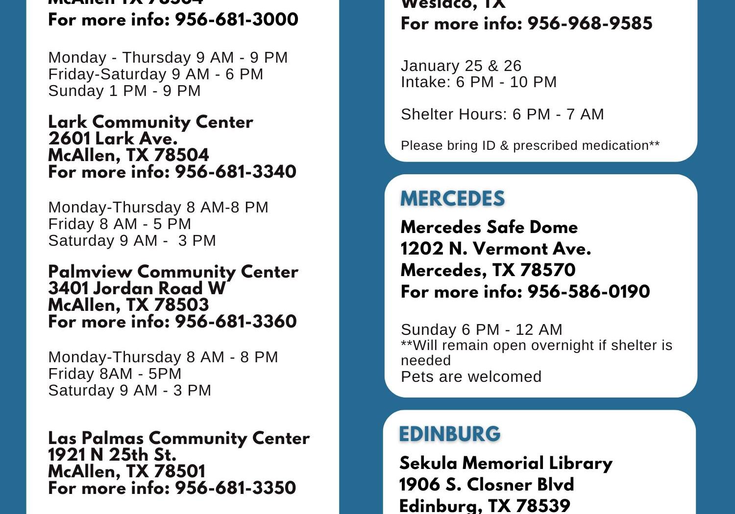 Warming centers
