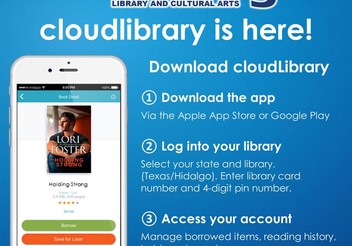 Edinburg library cloudLibrary app advertisement
