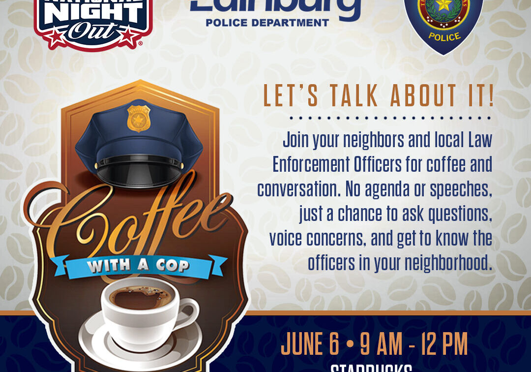 Coffee with a Cop Edinburg Police event flyer