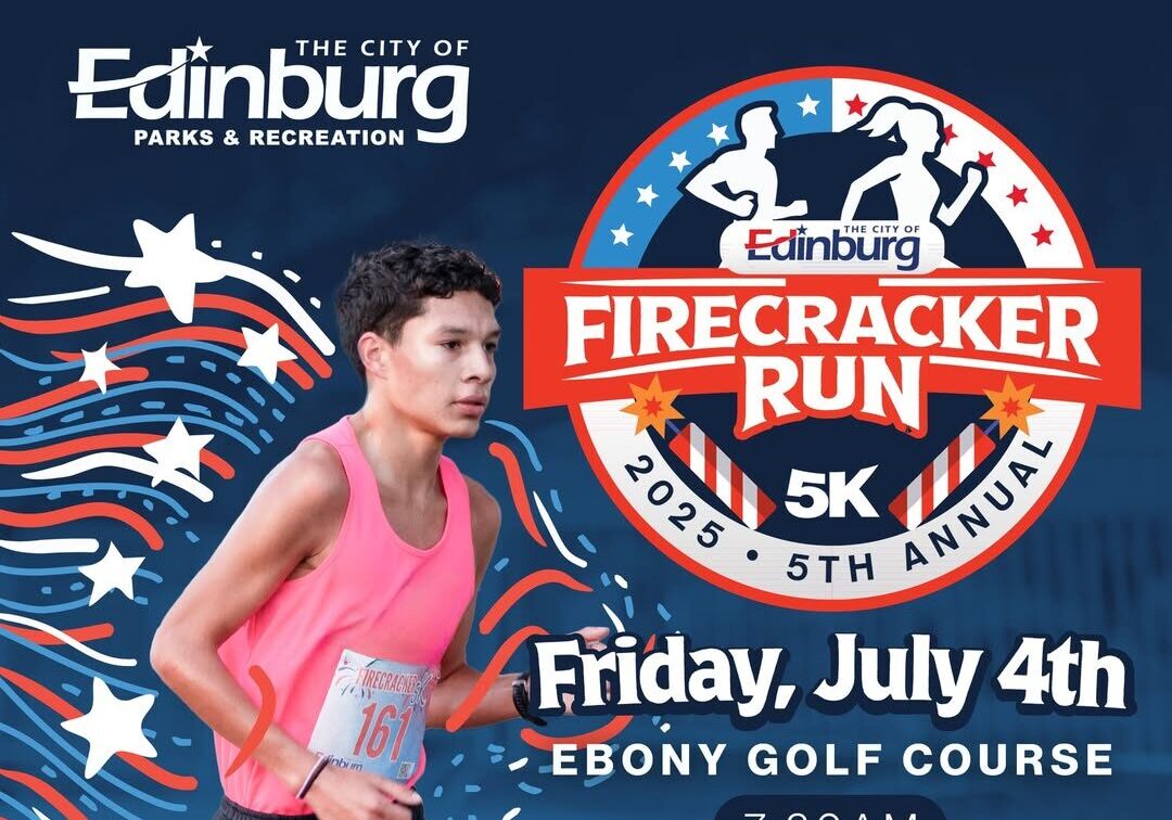 Edinburg Firecracker Run 5K poster with runner